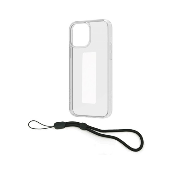 TRANSPARENT SILICON CASE WITH MULTIFUNCTION WHITE STRAP FOR APPLE IPHONE 13 PRO MAX